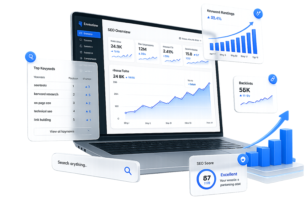 Minh họa dashboard theo dõi hiệu quả dịch vụ SEO